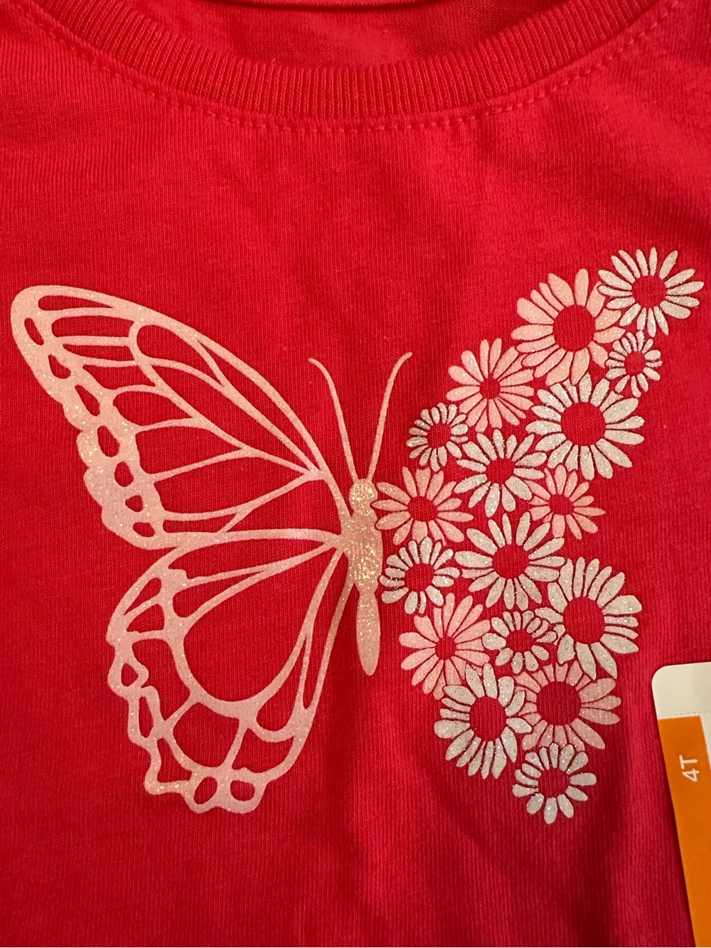 NWTS Girls wonder nation Red Short Sleeve Tee w/Butterfly Graphic Sz 4T - Picture 2 of 4